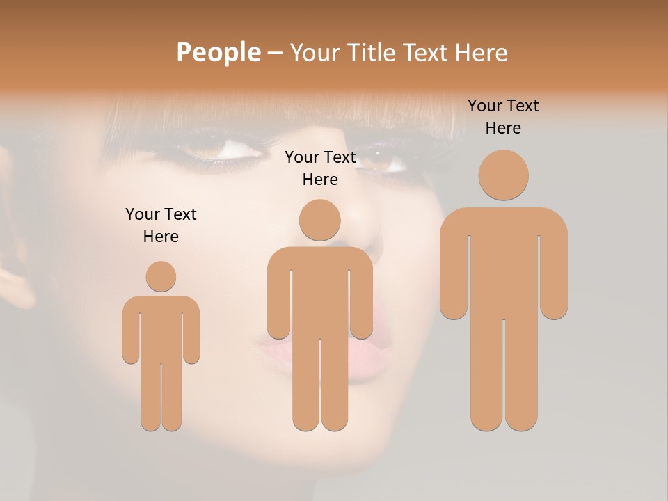 A Woman's Face With A Short Hair And Purple Makeup PowerPoint Template