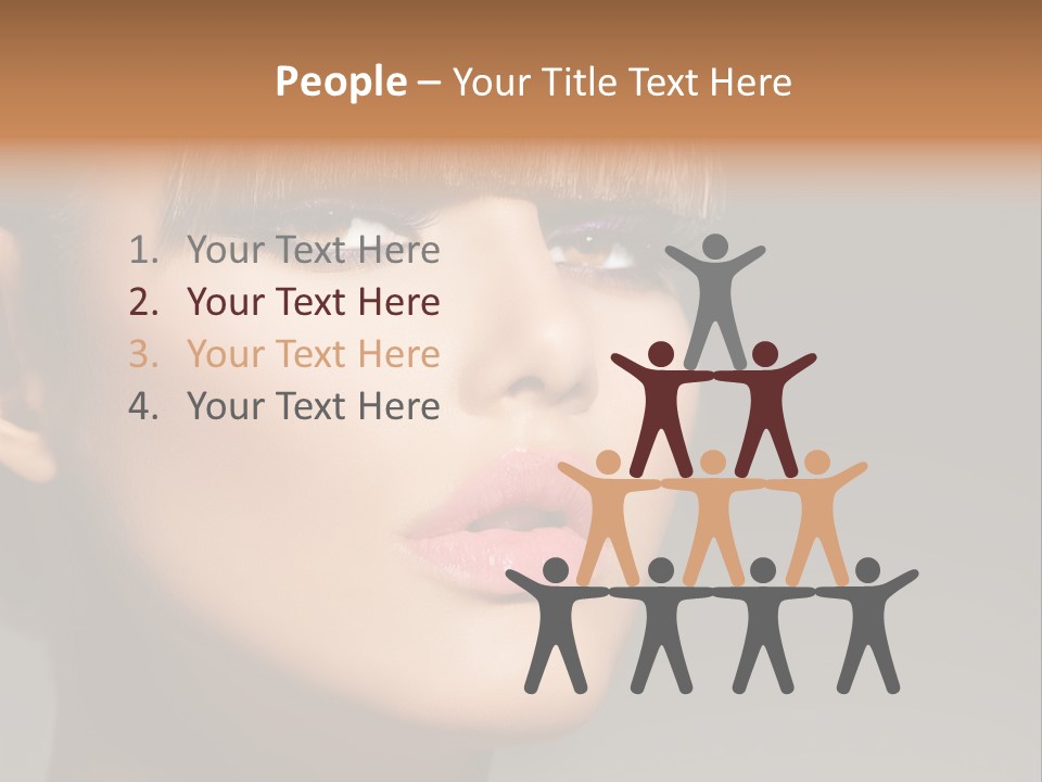 A Woman's Face With A Short Hair And Purple Makeup PowerPoint Template