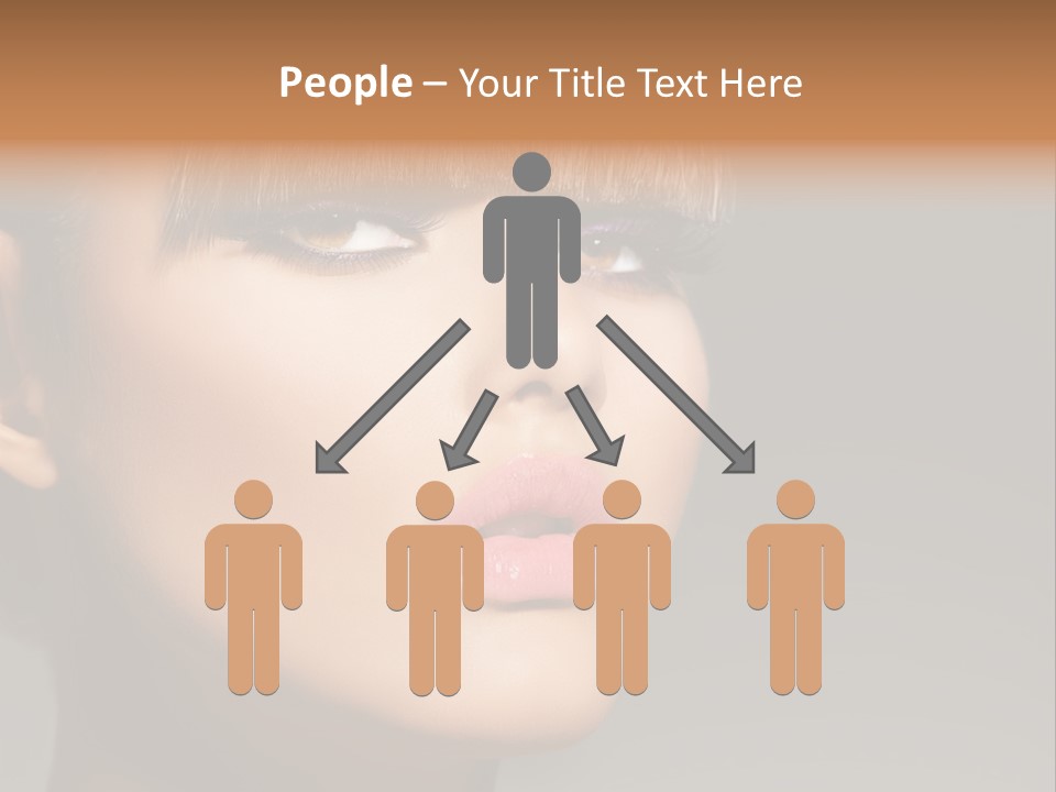 A Woman's Face With A Short Hair And Purple Makeup PowerPoint Template