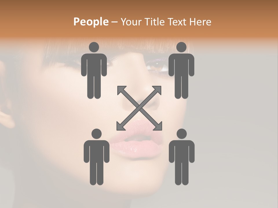 A Woman's Face With A Short Hair And Purple Makeup PowerPoint Template