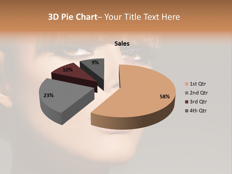 A Woman's Face With A Short Hair And Purple Makeup PowerPoint Template