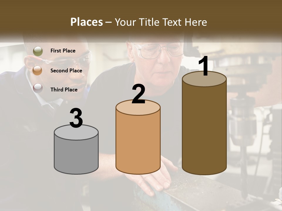 Two Men Working On A Machine In A Factory PowerPoint Template