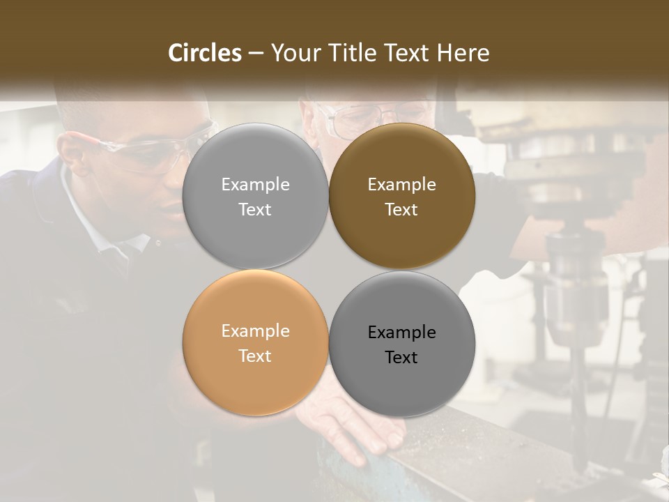 Two Men Working On A Machine In A Factory PowerPoint Template