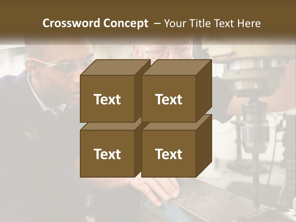 Two Men Working On A Machine In A Factory PowerPoint Template