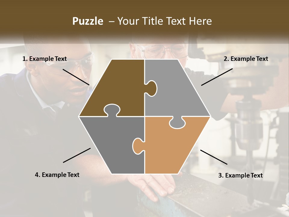 Two Men Working On A Machine In A Factory PowerPoint Template