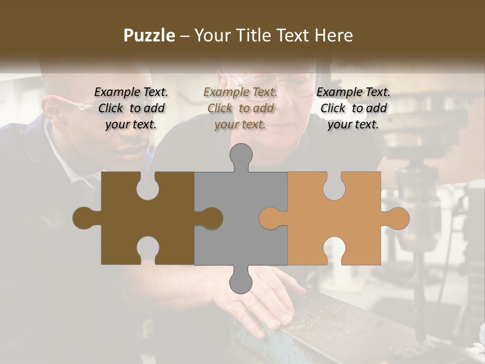 Two Men Working On A Machine In A Factory PowerPoint Template