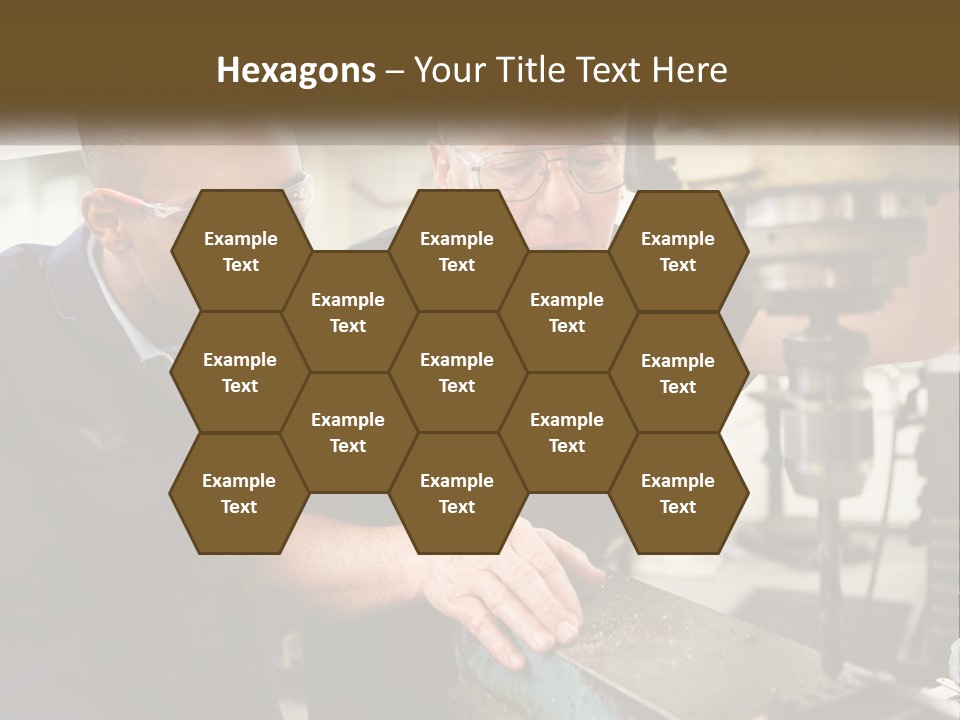 Two Men Working On A Machine In A Factory PowerPoint Template