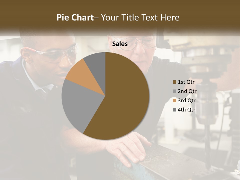 Two Men Working On A Machine In A Factory PowerPoint Template