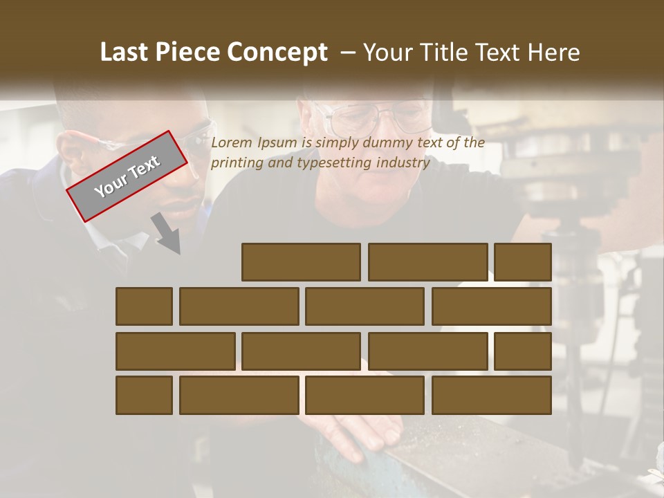 Two Men Working On A Machine In A Factory PowerPoint Template