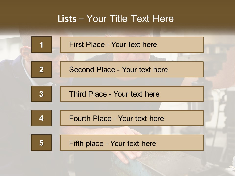Two Men Working On A Machine In A Factory PowerPoint Template