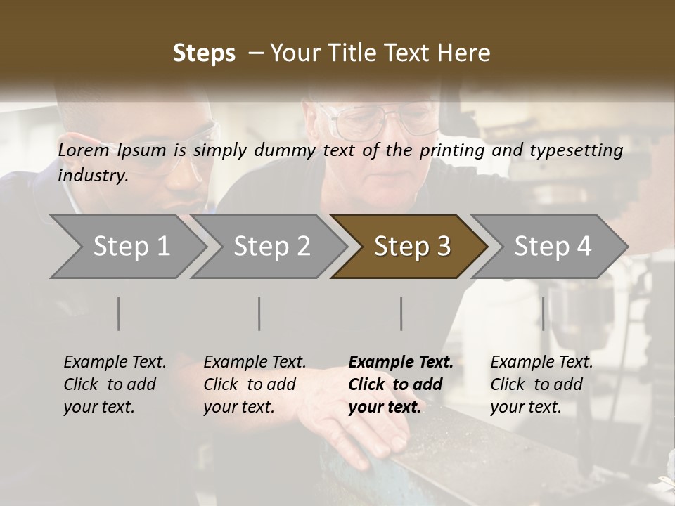 Two Men Working On A Machine In A Factory PowerPoint Template