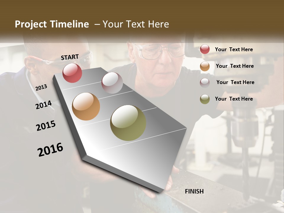 Two Men Working On A Machine In A Factory PowerPoint Template