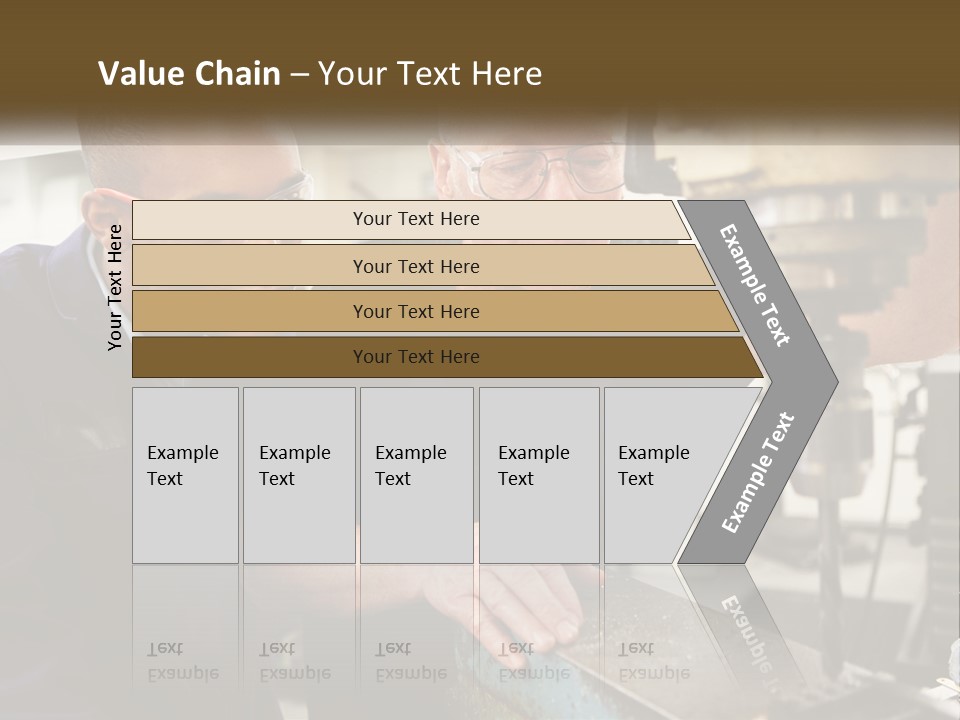 Two Men Working On A Machine In A Factory PowerPoint Template
