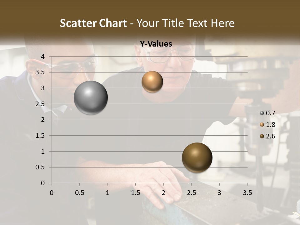Two Men Working On A Machine In A Factory PowerPoint Template
