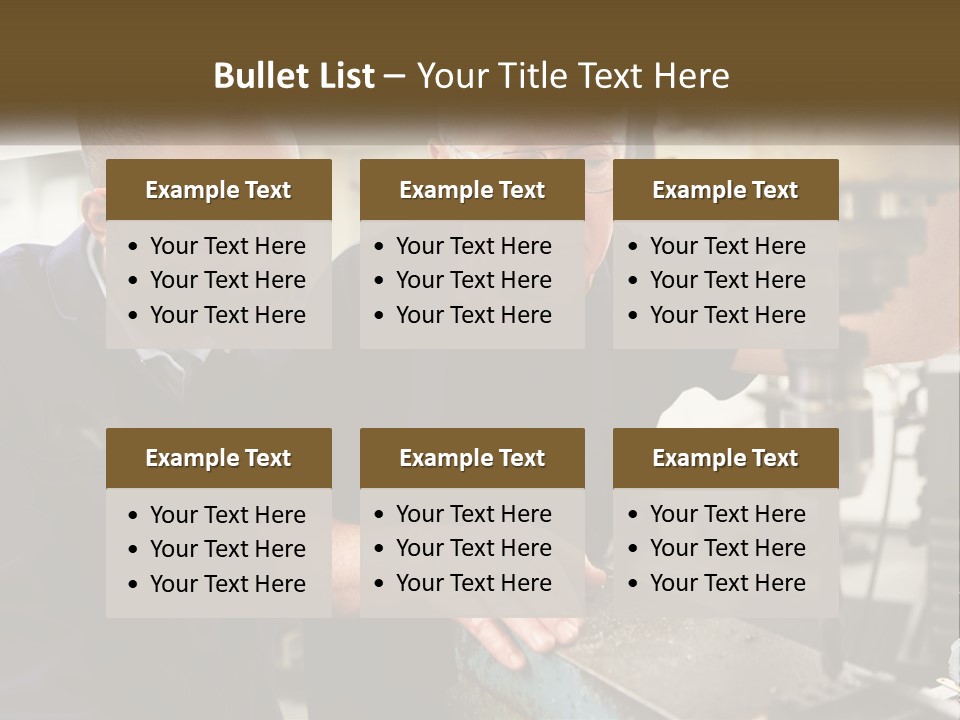 Two Men Working On A Machine In A Factory PowerPoint Template