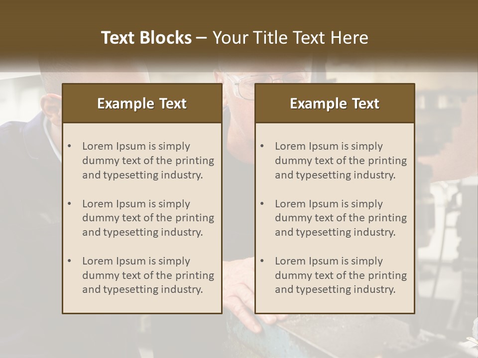 Two Men Working On A Machine In A Factory PowerPoint Template