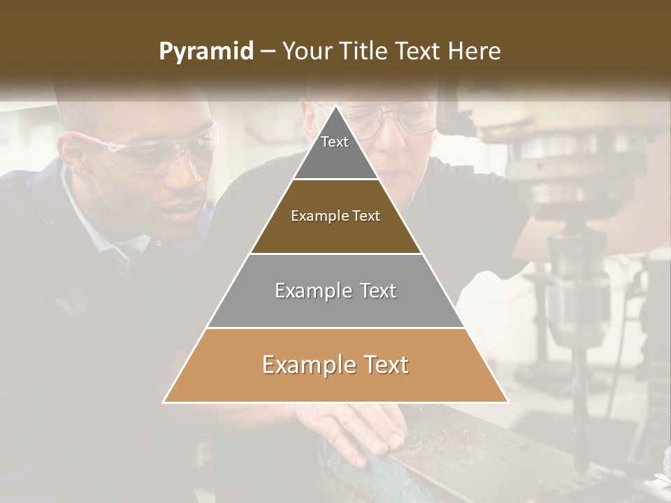 Two Men Working On A Machine In A Factory PowerPoint Template