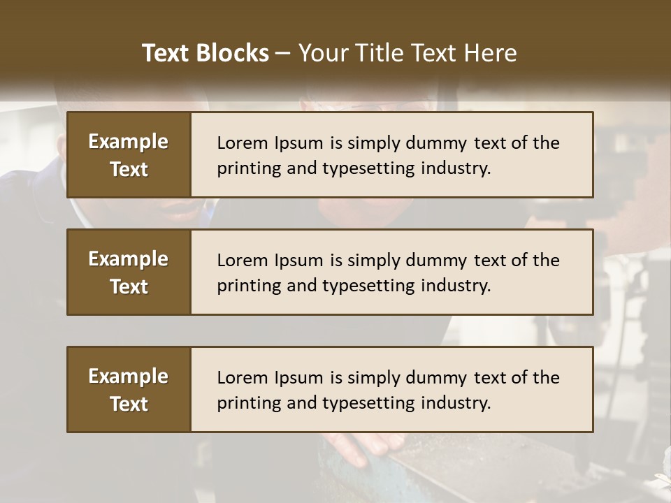 Two Men Working On A Machine In A Factory PowerPoint Template