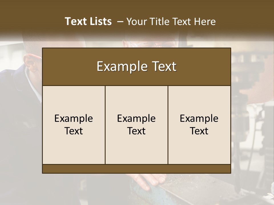 Two Men Working On A Machine In A Factory PowerPoint Template