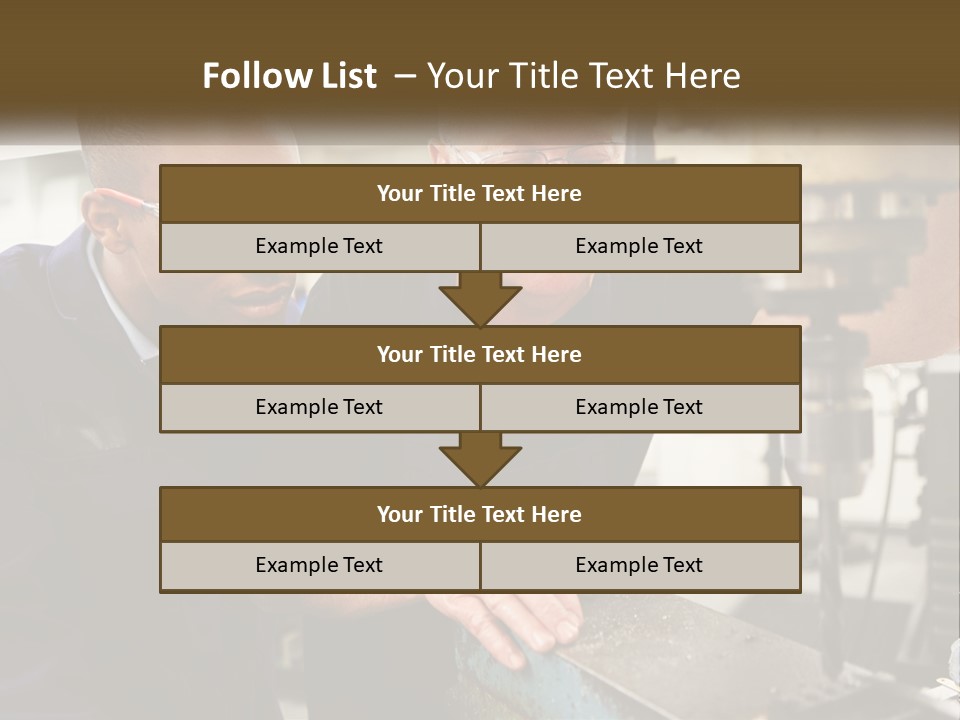 Two Men Working On A Machine In A Factory PowerPoint Template