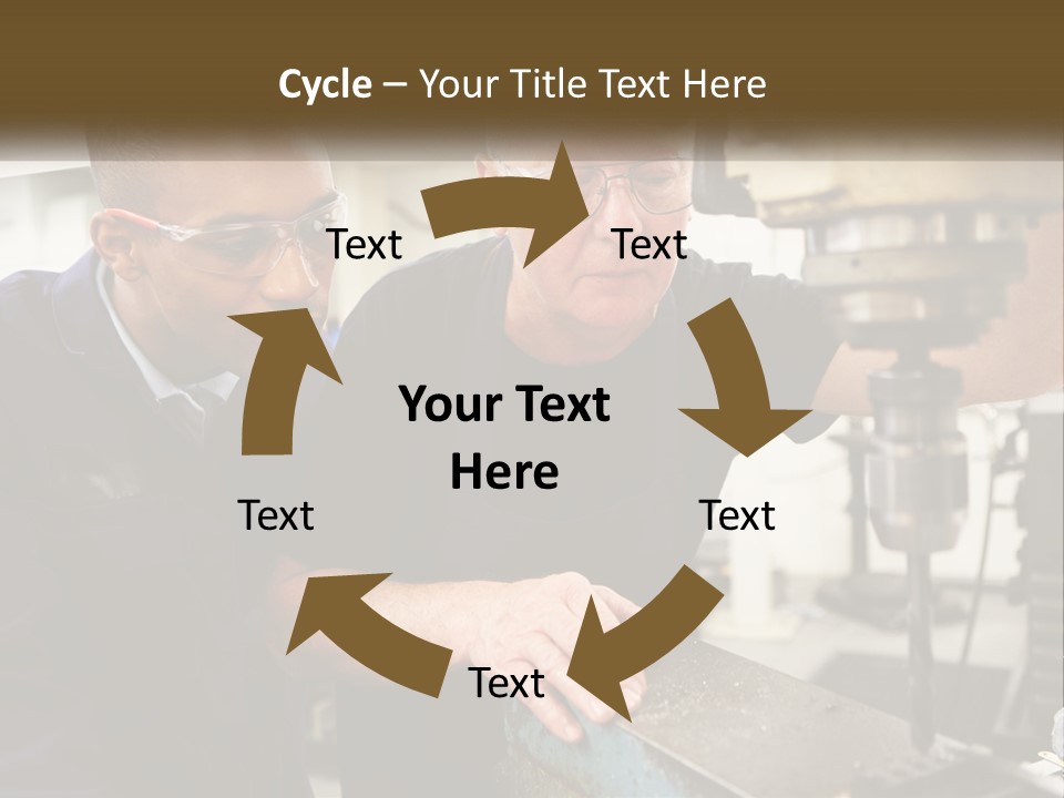 Two Men Working On A Machine In A Factory PowerPoint Template