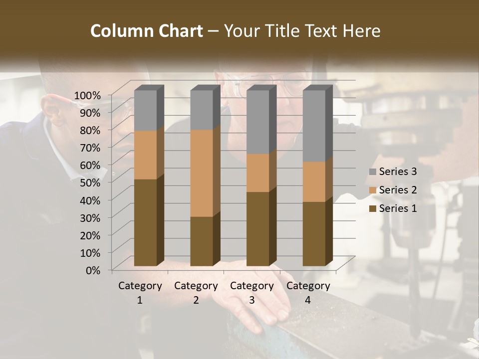 Two Men Working On A Machine In A Factory PowerPoint Template
