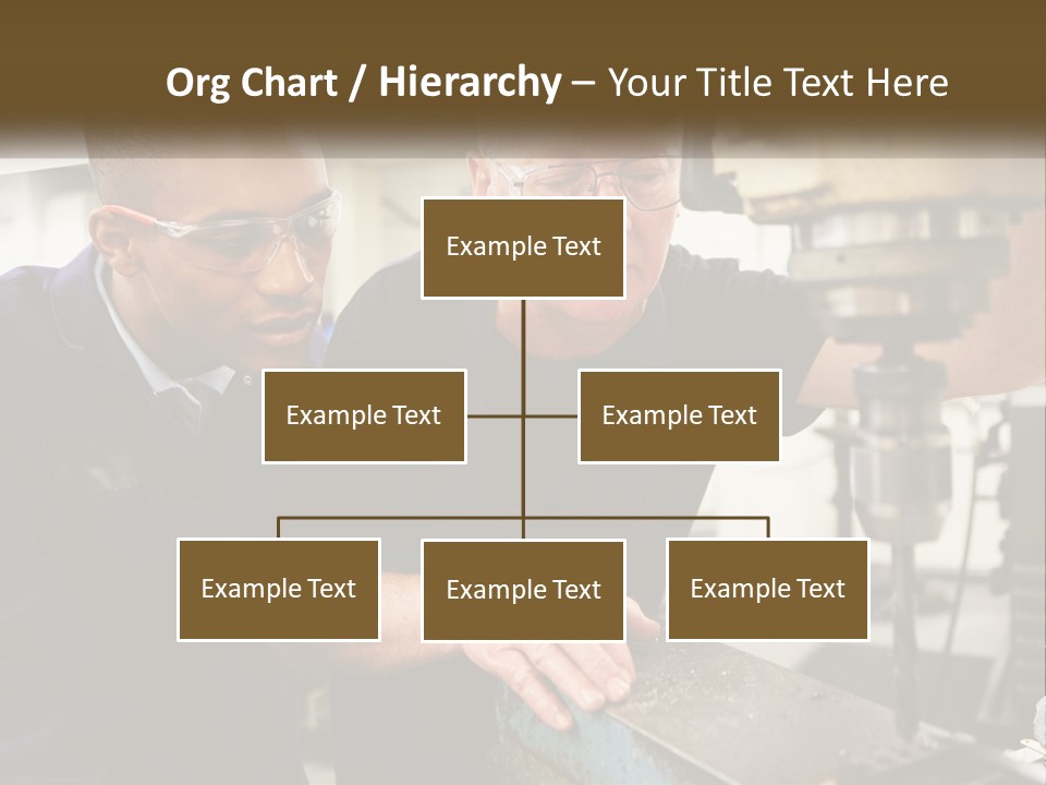 Two Men Working On A Machine In A Factory PowerPoint Template