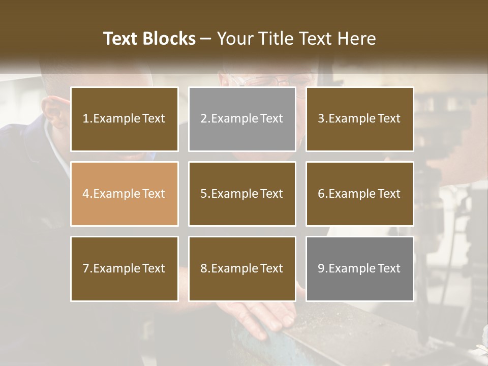 Two Men Working On A Machine In A Factory PowerPoint Template