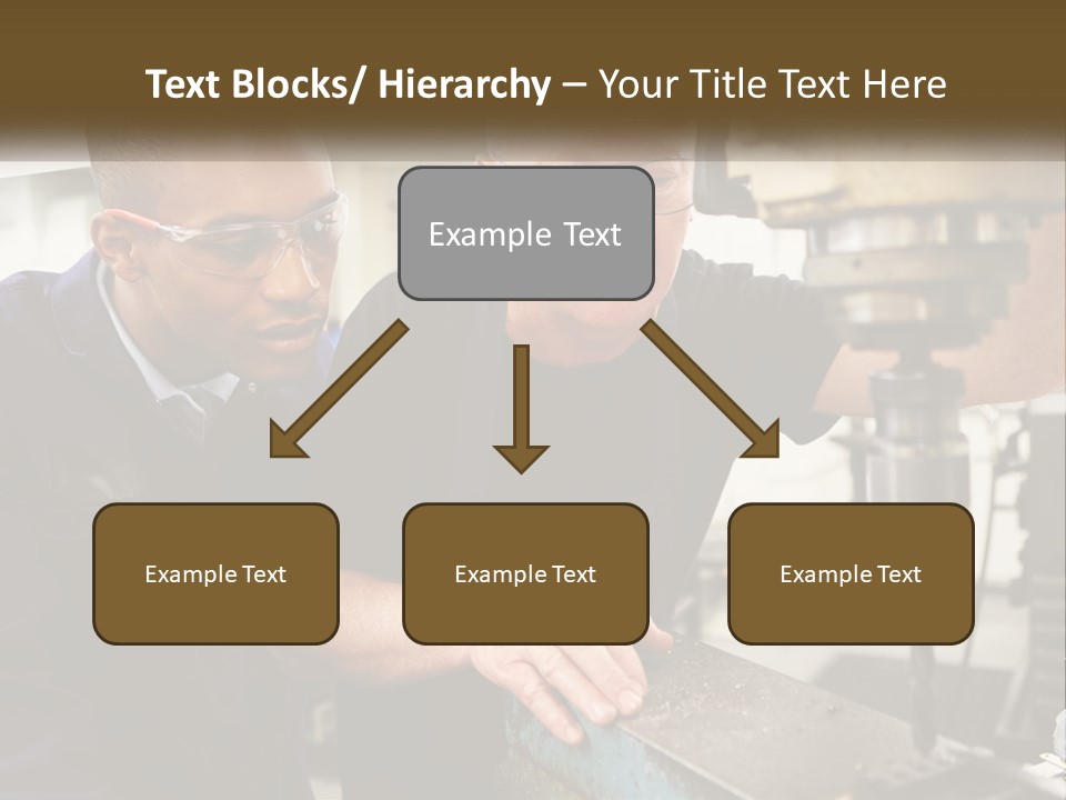 Two Men Working On A Machine In A Factory PowerPoint Template