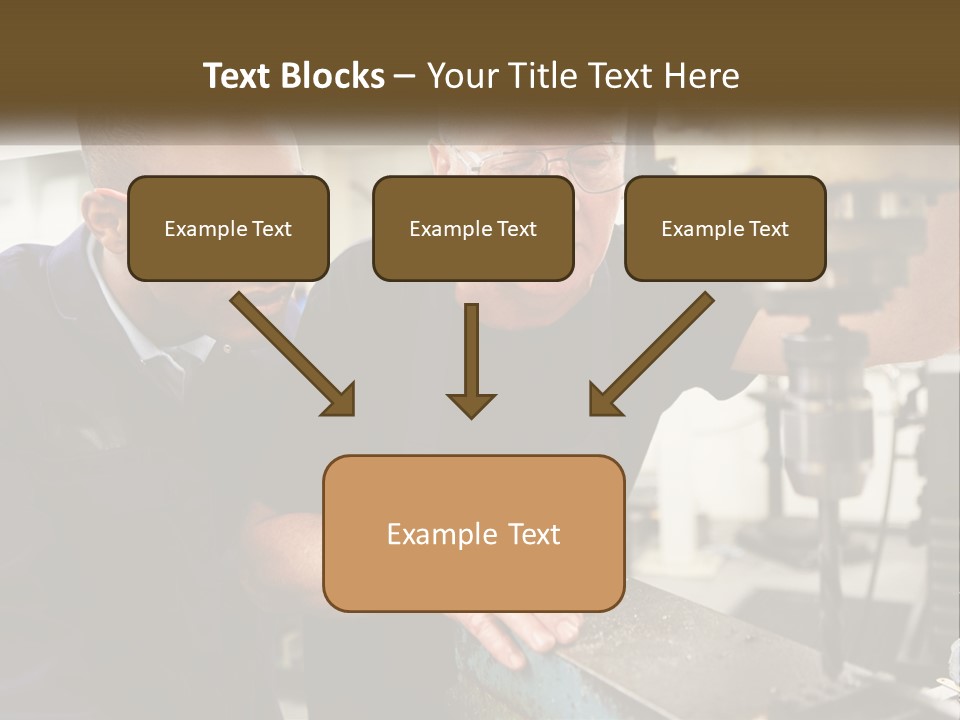 Two Men Working On A Machine In A Factory PowerPoint Template