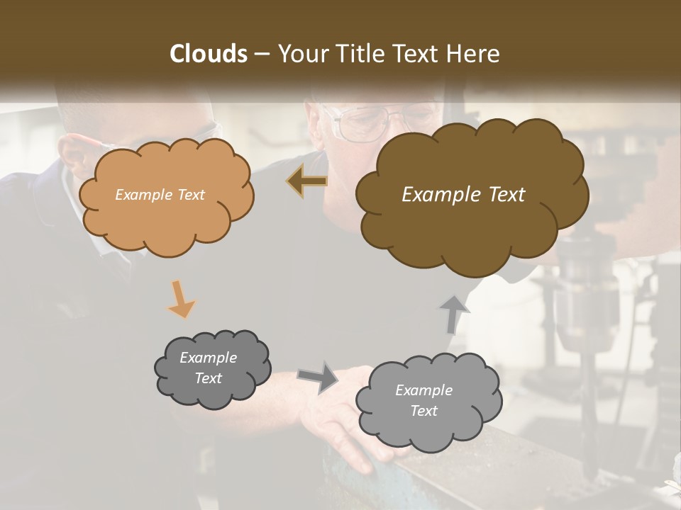 Two Men Working On A Machine In A Factory PowerPoint Template