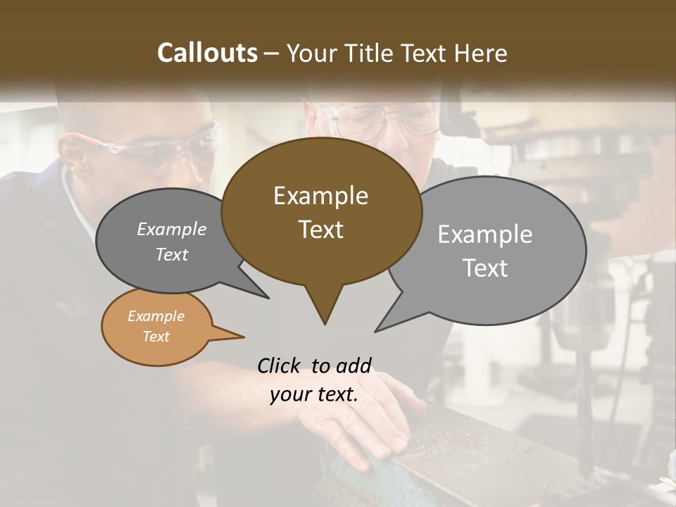 Two Men Working On A Machine In A Factory PowerPoint Template