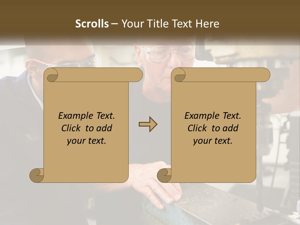 Two Men Working On A Machine In A Factory PowerPoint Template