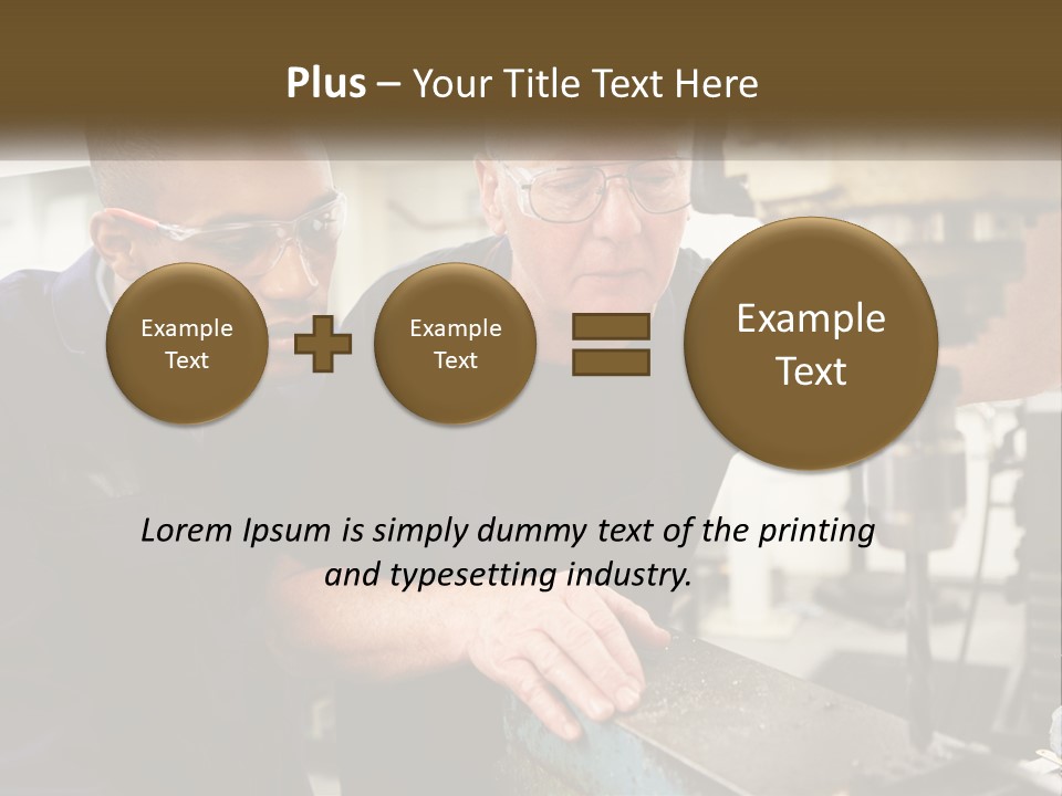 Two Men Working On A Machine In A Factory PowerPoint Template