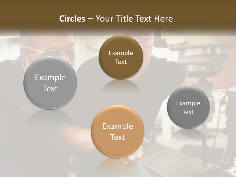 Two Men Working On A Machine In A Factory PowerPoint Template