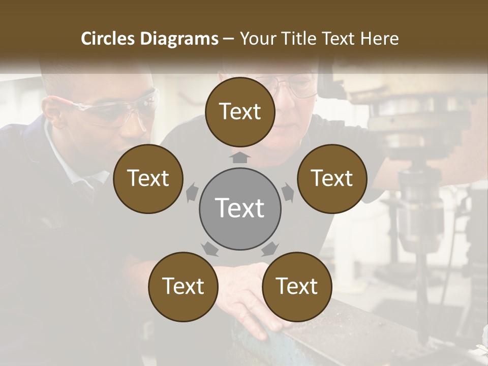 Two Men Working On A Machine In A Factory PowerPoint Template