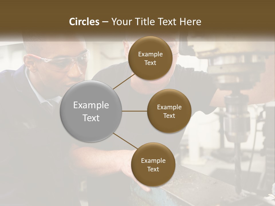 Two Men Working On A Machine In A Factory PowerPoint Template