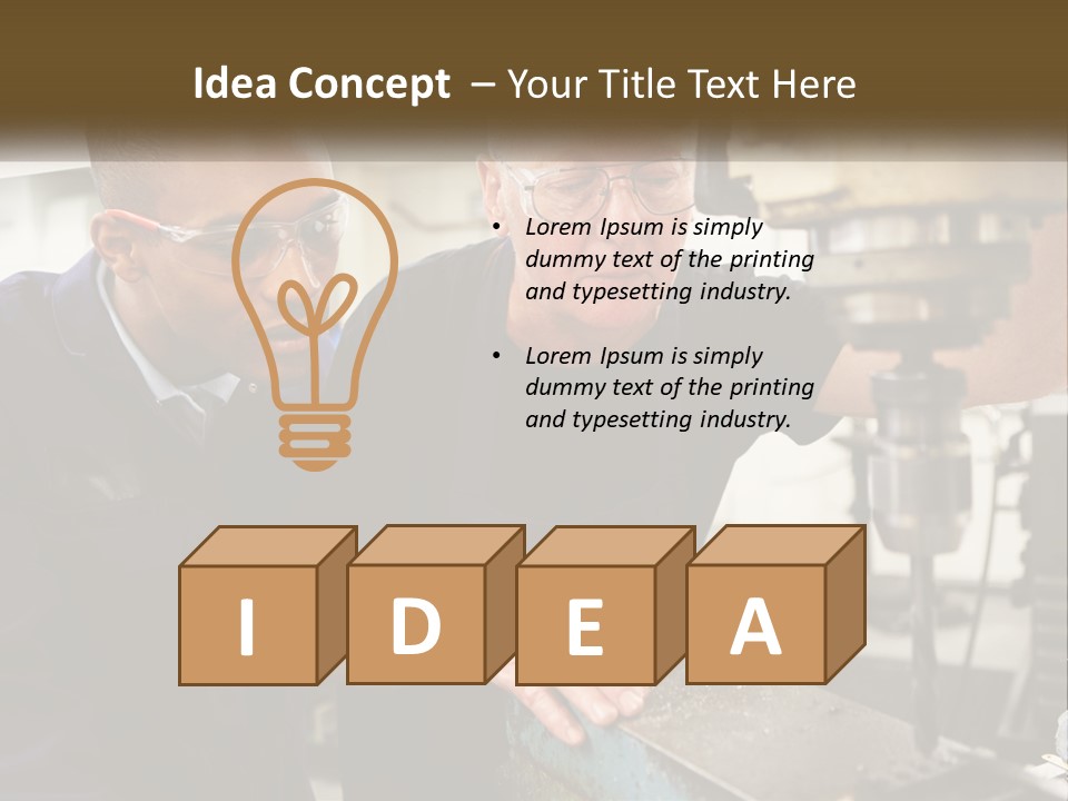 Two Men Working On A Machine In A Factory PowerPoint Template