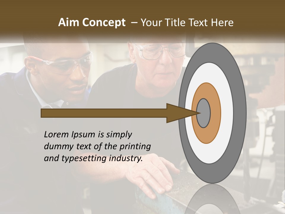 Two Men Working On A Machine In A Factory PowerPoint Template