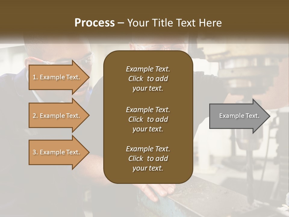 Two Men Working On A Machine In A Factory PowerPoint Template