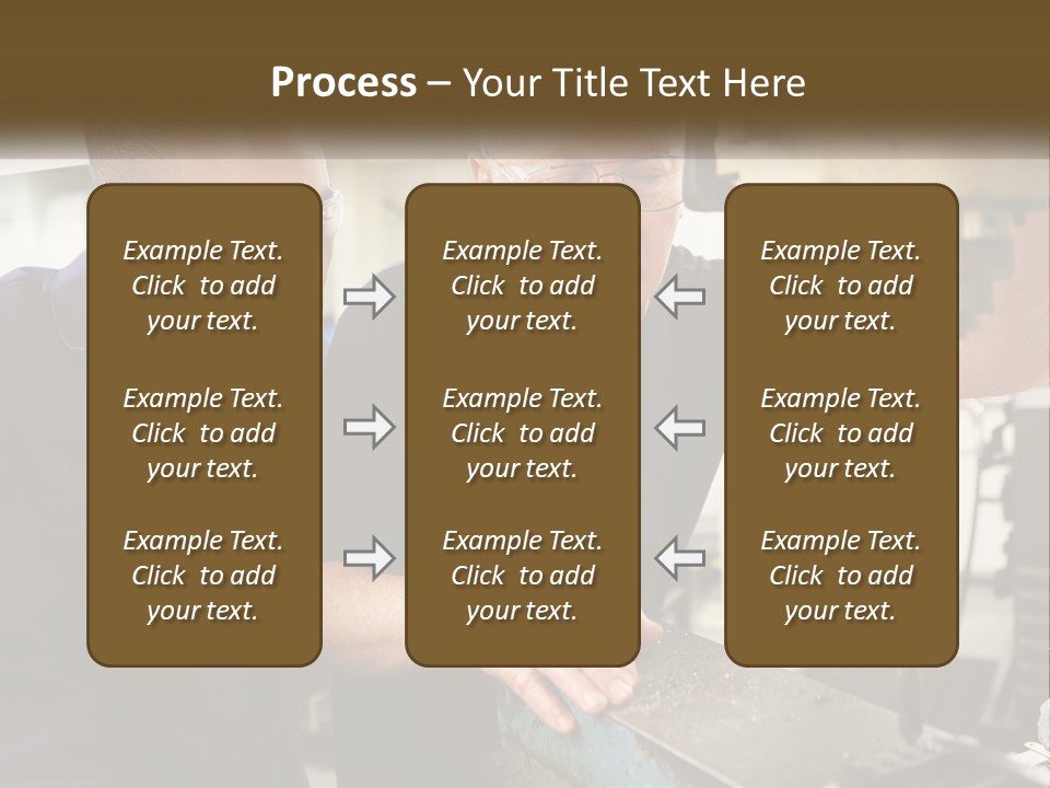Two Men Working On A Machine In A Factory PowerPoint Template