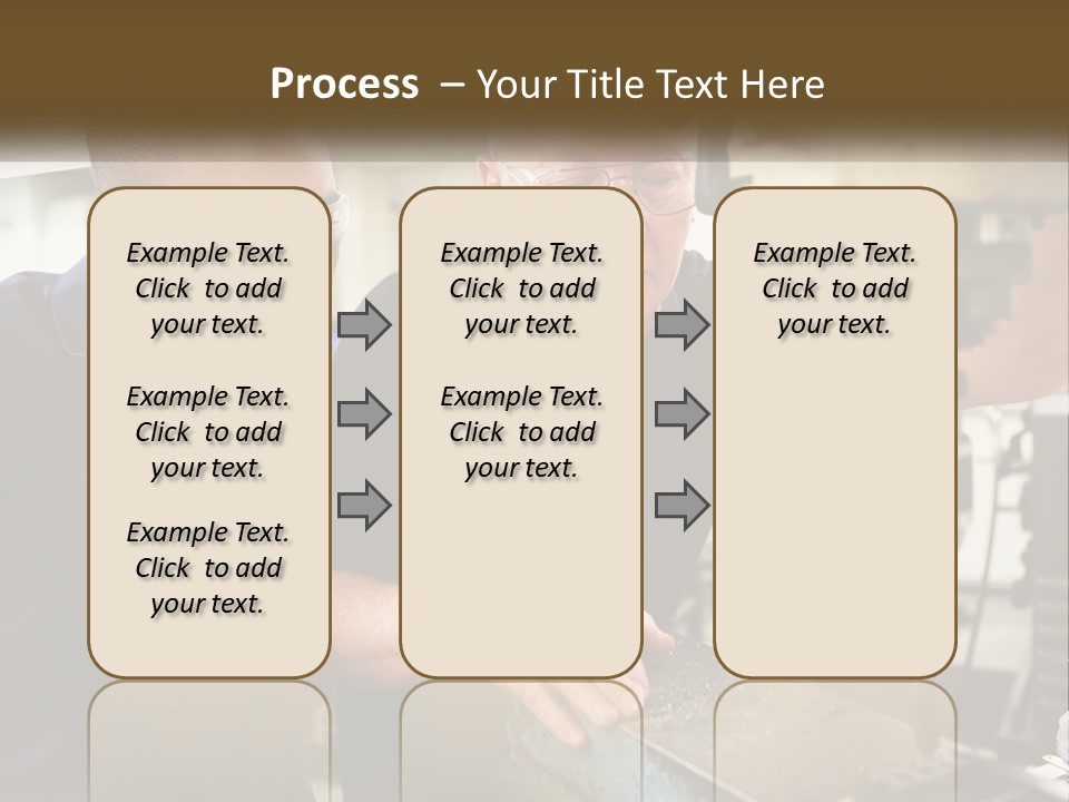 Two Men Working On A Machine In A Factory PowerPoint Template