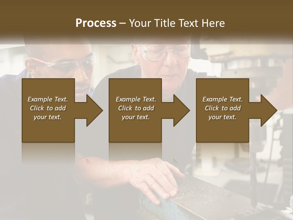 Two Men Working On A Machine In A Factory PowerPoint Template