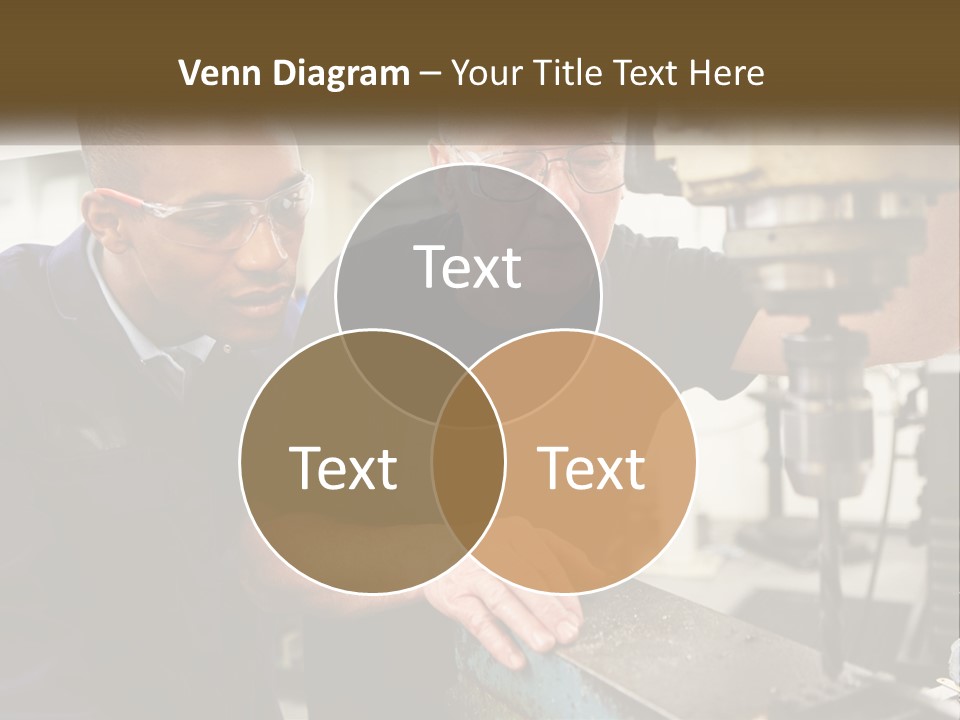 Two Men Working On A Machine In A Factory PowerPoint Template