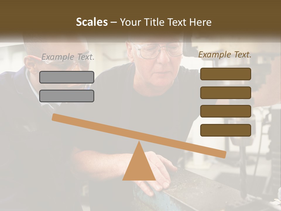Two Men Working On A Machine In A Factory PowerPoint Template
