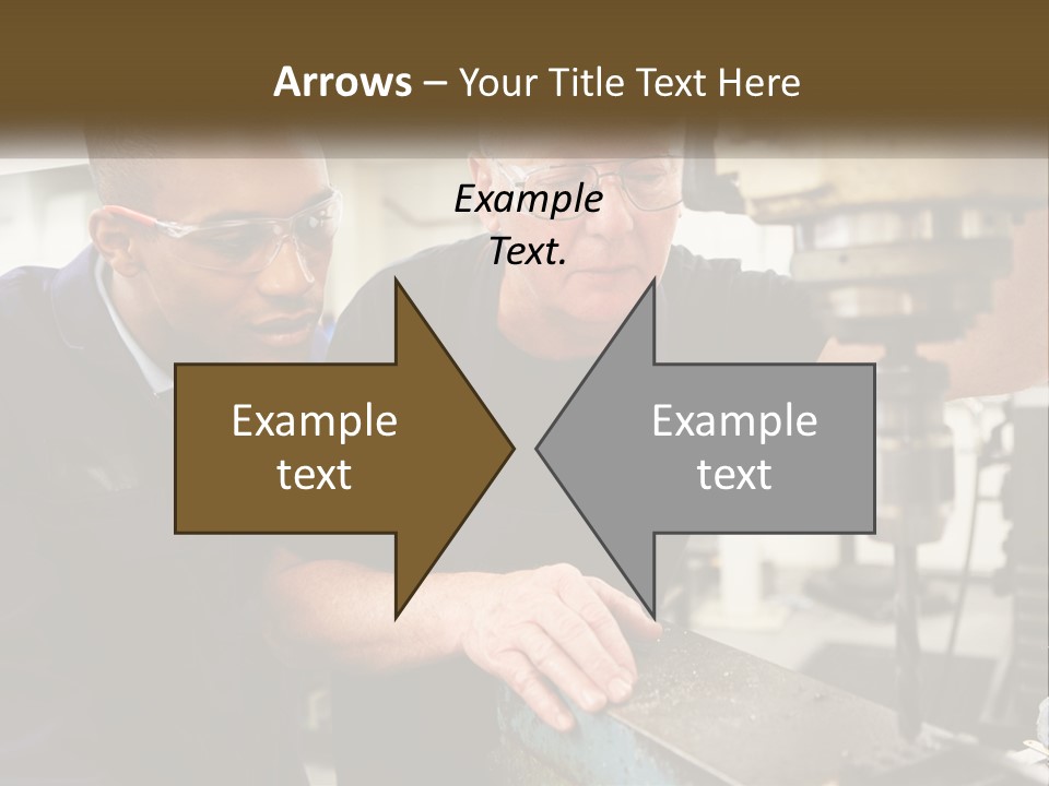 Two Men Working On A Machine In A Factory PowerPoint Template