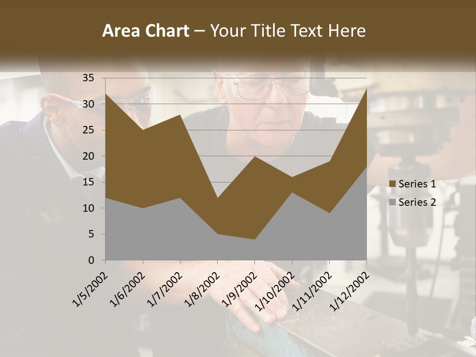 Two Men Working On A Machine In A Factory PowerPoint Template