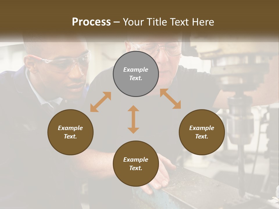 Two Men Working On A Machine In A Factory PowerPoint Template