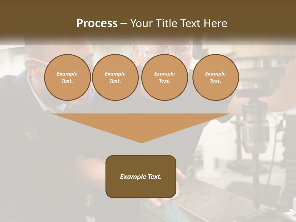 Two Men Working On A Machine In A Factory PowerPoint Template