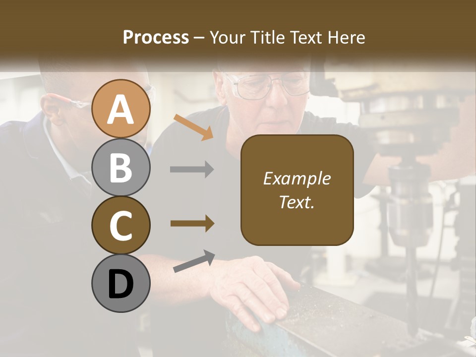 Two Men Working On A Machine In A Factory PowerPoint Template